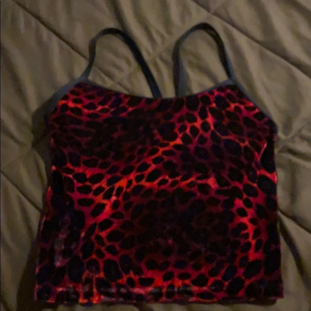 Crushed velvet animal print workout top